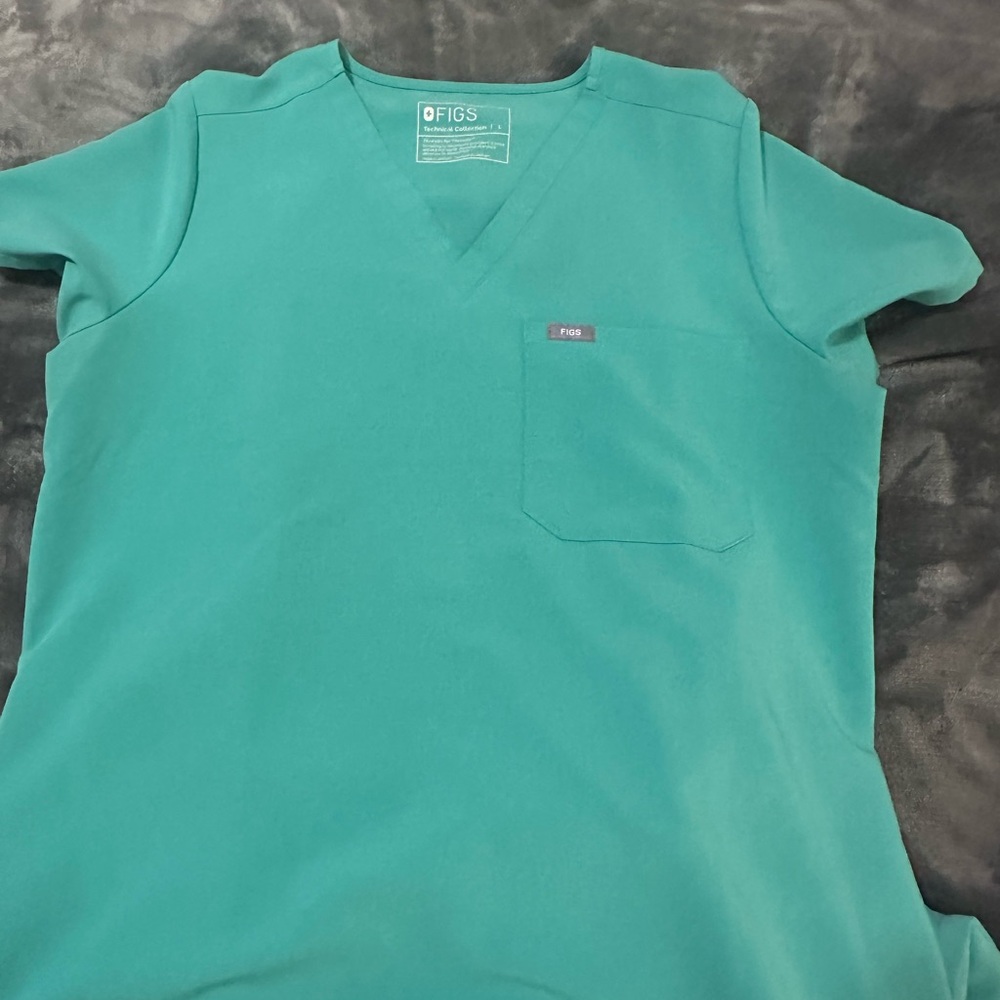 Figs Women's Teal Short Sleeve Top
